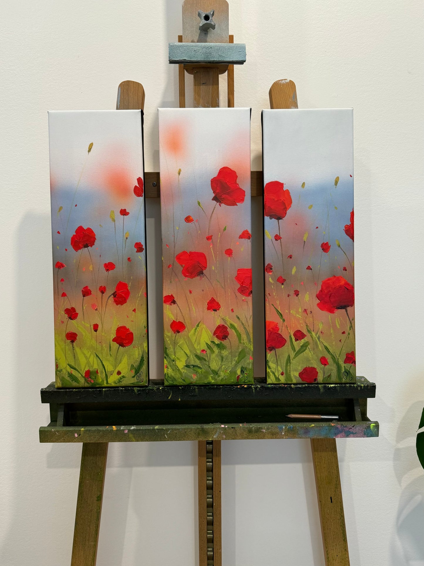 Peaceful Poppies Trio 6”x18”
