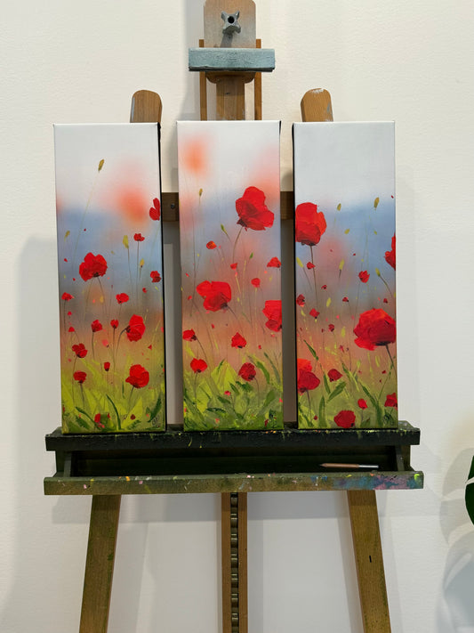 Peaceful Poppies Trio 6”x18”