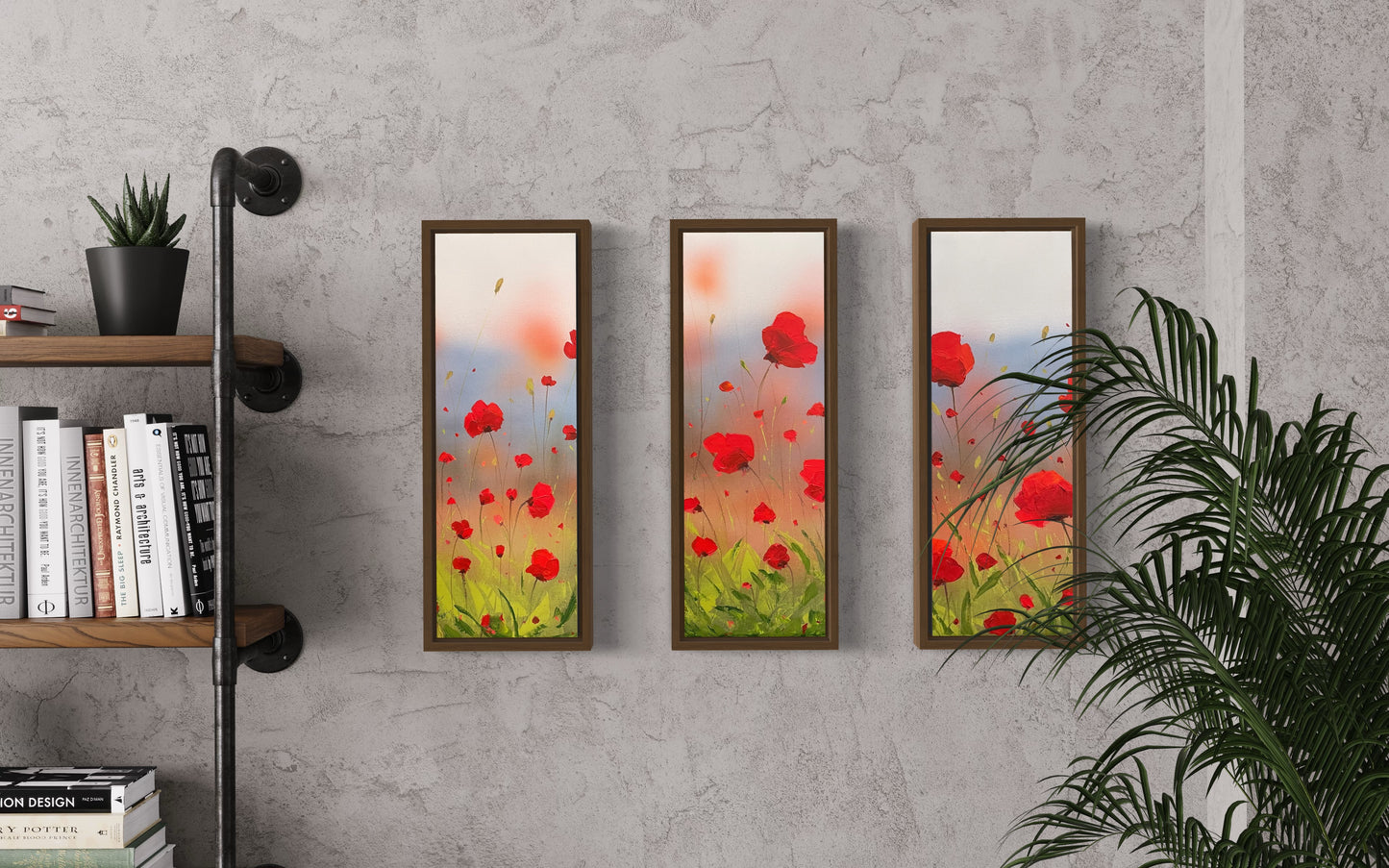 Peaceful Poppies Trio 6”x18”